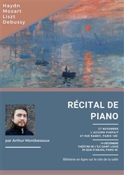 Récital de Piano par Arthur Montbessoux Thtre de l'Ile Saint-Louis Paul Rey Affiche